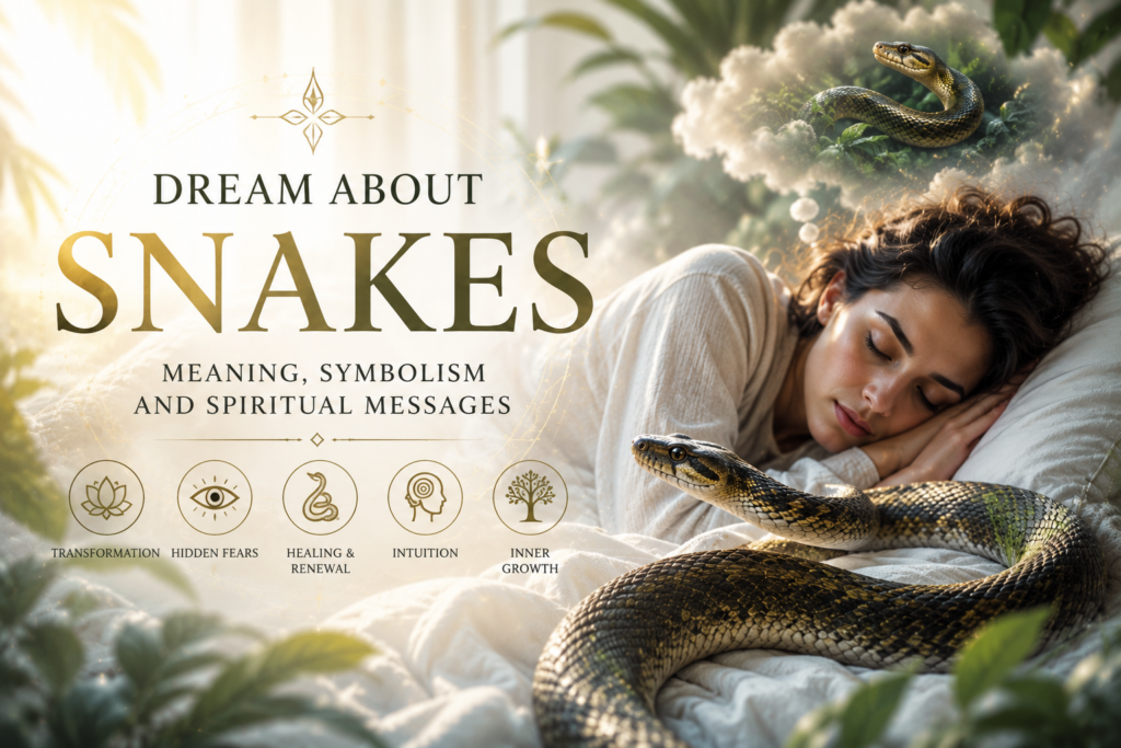 Discover what dreams about snakes mean spiritually and psychologically, including black snakes, snake bites and recurring snake dreams.