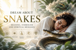Discover what dreams about snakes mean spiritually and psychologically, including black snakes, snake bites and recurring snake dreams.